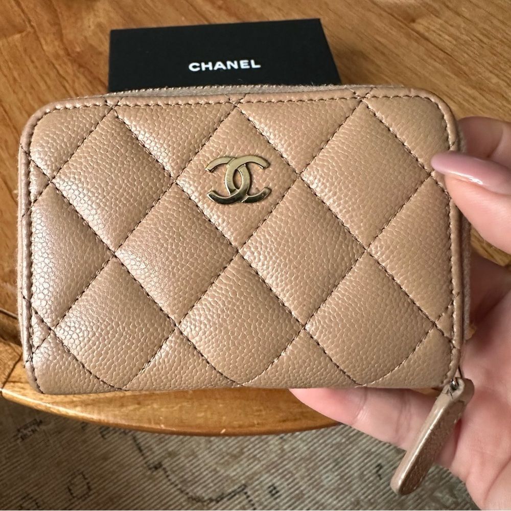Chanel Tan Quilted Leather Wallet